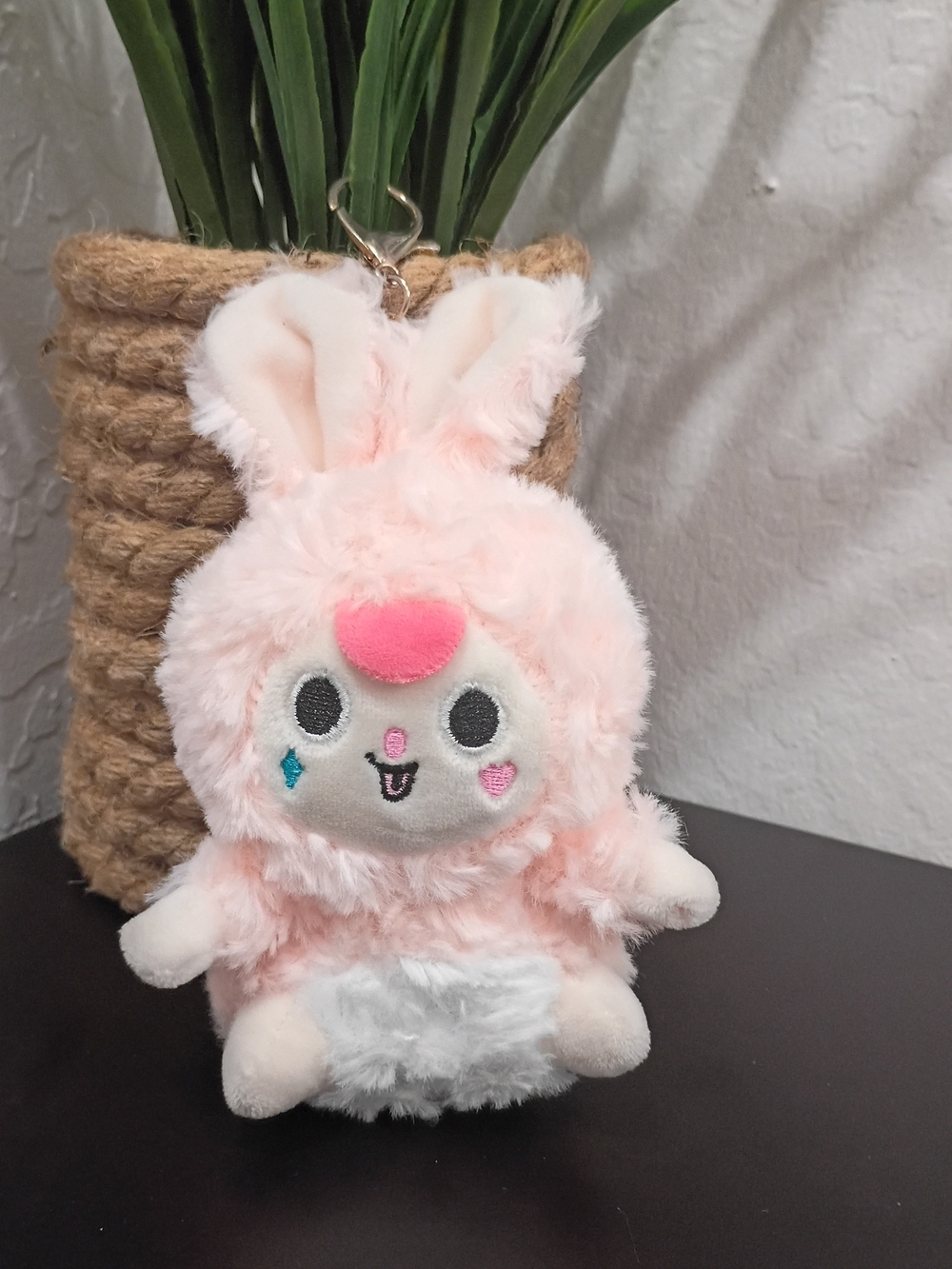 The Baby Three Lily Rabbit Town Plush Bag Charm Pink Bunny Keychain
